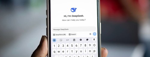 Close-up of a smartphone screen displaying the deepseek app