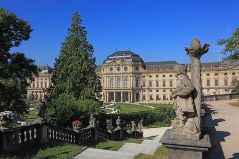 The Würzburg Residence, Cherubs on the Steps to the Court Garden, Park Side, UNESCO World Heritage