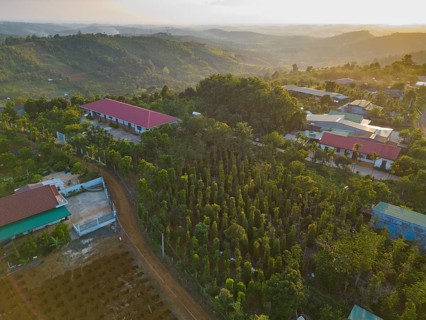 Aerial view of a small village school in a Cathali sister north, Dak Nong, Dak Ha, Vietnam