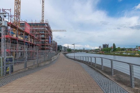 Overseas island, future urban district on the Weser, Hanseatic city of Bremen, urban development,