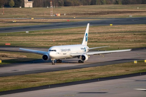 Challenge Airline, Boeing 767-3G5 cargo plane, after landing at Cologne-Bonn airport,