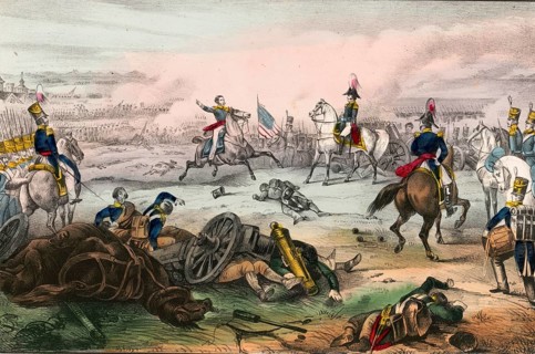 A lithograph depicting the Battle of Molino del Rey (also known as the Battle of Mill El Rey),