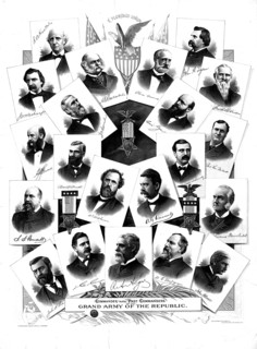 The poster depicts the Commander-in-Chief and former commanders of the Grand Army of the Republic