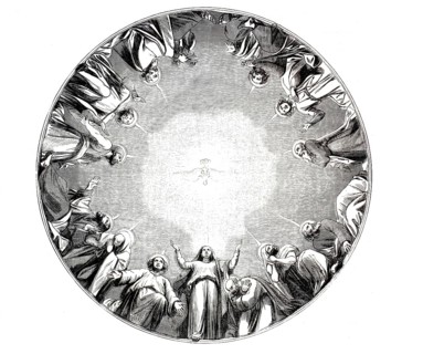 A design for a domed stained-glass window in a chapel, which was produced on glass at the famous