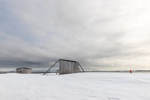 Former research station, wooden hut, Kinvika, Muchinsonfjord, Spitsbergen, Svalbard