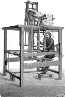 Joseph-Marie Jacquard's programmable loom with punch card control, Jacquard loom, 1880, Historical,