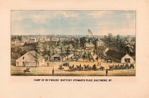 A lithograph dating from the period of the American Civil War (c. 1861–1862) entitled *Camp of
