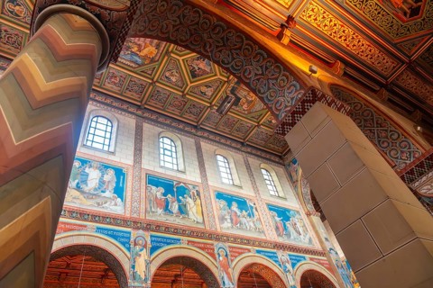 Beautiful architecture of St. Mary's Church inside in the old town of Gengenbach in the Black