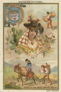 Series of paintings in Spanish provinces, scene from Avila, farmers on their way to the market,
