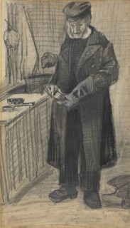 Man Polishing A Boot (1882), Man Polishing A Boot (1882), Painting by Vincent Willem van Gogh (born