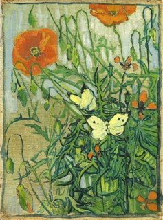 Butterflies and poppies (1890), Painting by Vincent Willem van Gogh (born 30 March 1853 in