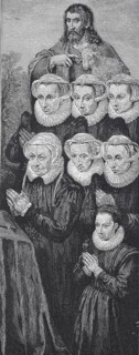 Jeanne de Rivere and her six daughters, after an altarpiece, digital reproduction of an original