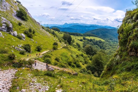 Views from the cave of San Adrian. Mount Aizkorri 1523 meters, the highest in Guipuzcoa. Basque