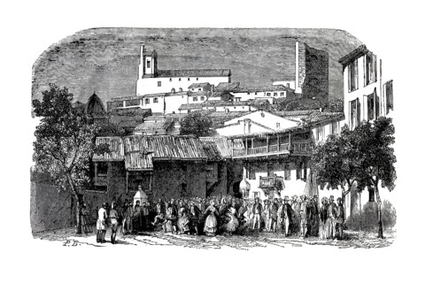 Spa town of Vernet-les-Bains in the Pyrénées-Orientales department in southern France, the hustle