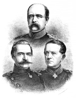 Portrait of three personalities of 19th century Prussia, Prince Otto von Bismarck, Chancellor and