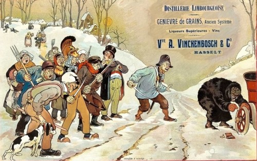 Advertising poster, beverage advertisement, Limbourgeoise Distillery poster for Vve A. Vinckenbosch