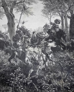 Tatars are persecuted by Sweden, scene from the Battle of Warsaw, 1656, authentic, digitally