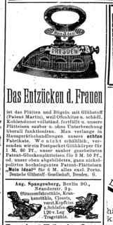 Advertisement of the Spangenberg company for irons, 1890, Germany, Historic, digitally restored