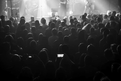 Crowd of people in front of the stage during the concert
