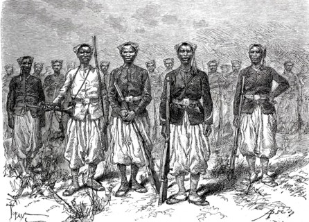 Tirailleurs of Senegal, native colonial troops of the French army, exploratory expedition of