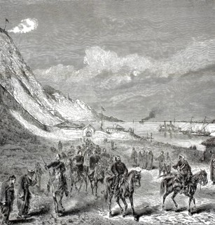 Turkish officers inspecting the fortress of Nicopolis, a key pillar of the Ottoman defensive line