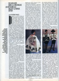 Article paru dans Paris Match du 12 février 1988 au sujet de la collection YSL inspirée des oeuvres de Braque