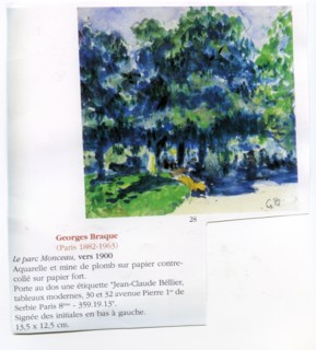 Tableau de Georges Braque : "Le parc Monceau", vers 1900