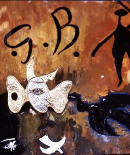 Braque, Hadès, Broche en or blanc, or jaune et saphir