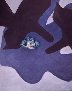 Braque, Aegle, Broche en or blanc, brillants et turquoise
