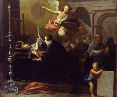 Palomino y Velasco, Saint Francis Borgia s'agenouillant devant le corps décomposé de l'impératrice Isabelle d'Espagne, épouse de Charles Quint