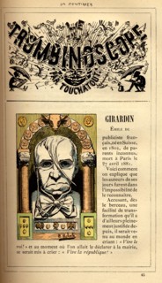 Caricature d'Emile de Girardin, in : "Le Trombinoscope"