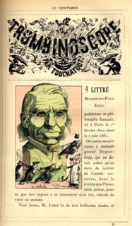 Caricature de Maximilien-Paul-Emile Littré, in : "Le Trombinoscope"