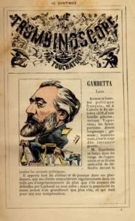 Caricature of Léon Gambetta, in : "Le Trombinoscope"
