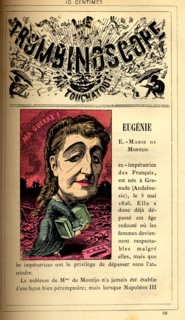 Caricature de l'ex-impératrice Eugénie, in : "Le Trombinoscope"
