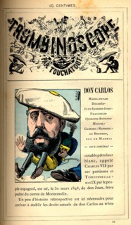 Caricature de Don Carlos, in : "Le Trombinoscope"