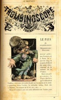 Caricature sur le journal "Le pays", in : "Le Trombinoscope"