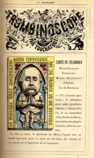 Caricature du Comte de Chambord, in : "Le Trombinoscope"