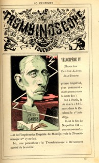 Caricature of Eugène-Louis Napoléon, in : "Le Trombinoscope"