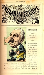 Caricature de l'acteur Hyacinthe, in : "Le Trombinoscope"