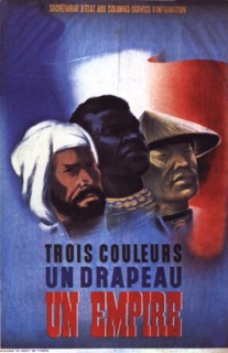 Affiche de propagande du gouverment de Vichy : "Trois couleurs, un drapeau, un empire"