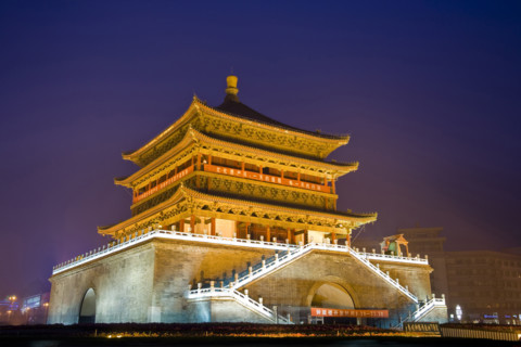 Night Scene of Bell Tower and Drum Tower,Xi'an