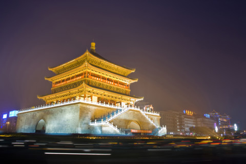 Night Scene of Bell Tower and Drum Tower,Xi'an