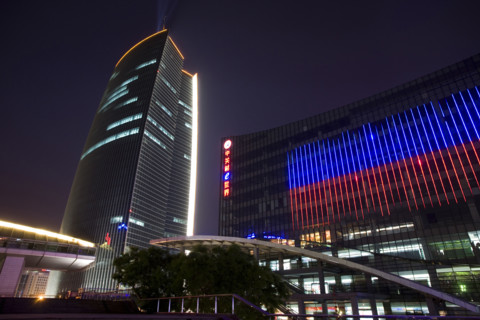 Night Scene of A Group of Buildings in Zhongguancun Science and Technology Park,Beijing