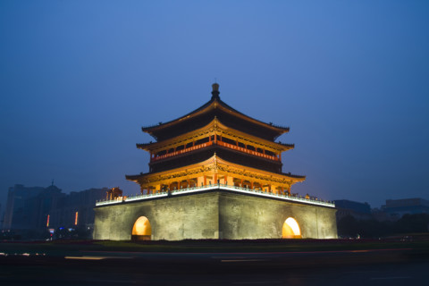Night Scene of Bell Tower and Drum Tower,Xi'an