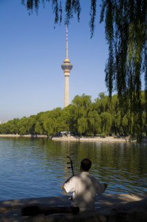 CCTV Transmission Tower behind a Lake