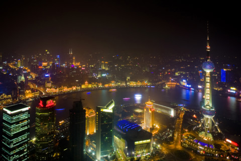 High Angle View of Shanghai at Night