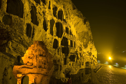 China,Henan Province,Luoyang,Buddhist sculpture at Longmen Grottoes