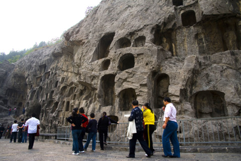 China,Henan Province,Luoyang,Buddhist sculpture at Longmen Grottoes