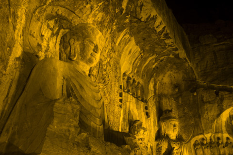 China,Henan Province,Luoyang,Buddhist sculpture at Longmen Grottoes