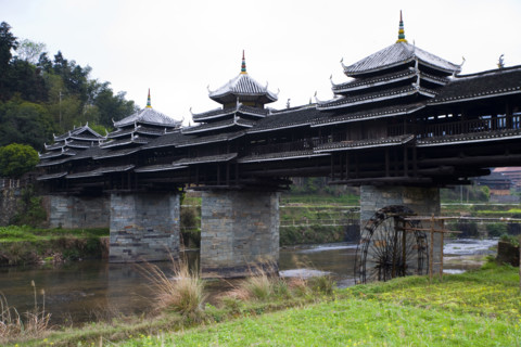 Roofed Bridge of Dong Minority,Guangxi Province,China